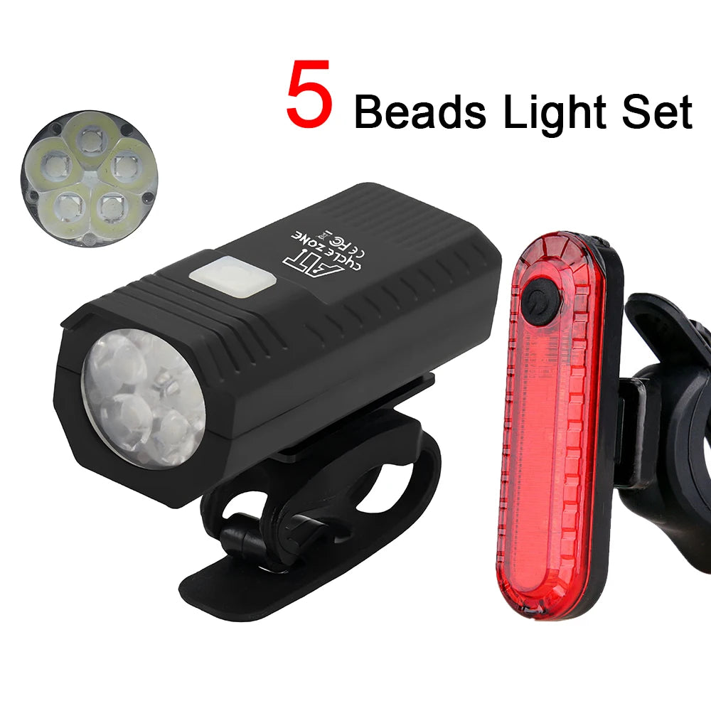 USB Wiederaufladbares Fahrradlicht Set mit Front