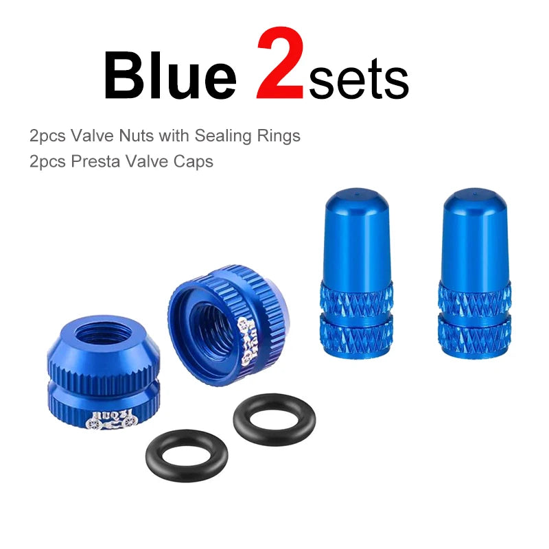 Bicycle Tire Valve Nut Set mit Presta Ventilkappen