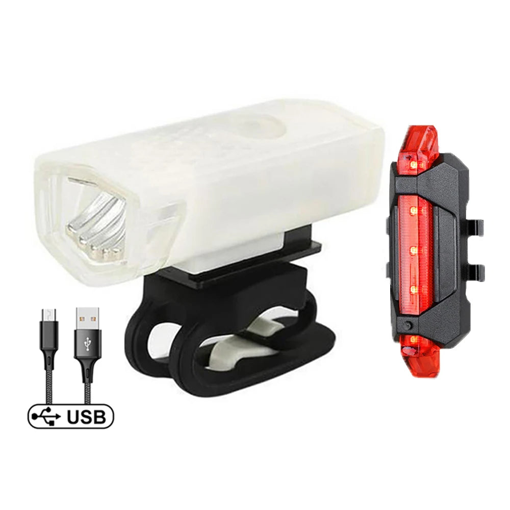 USB Wiederaufladbares Fahrradlicht Set mit Front