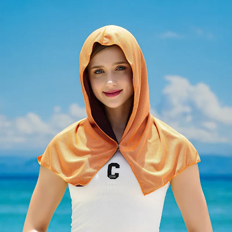 Kühlendes Hoodie-Handtuch mit UV-Schutz für Sport