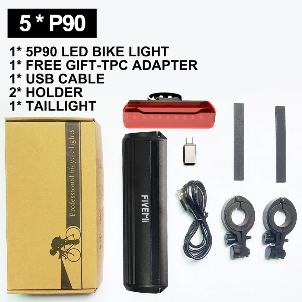 Fivemi 5-LED Fahrradlicht 10000mAh wiederaufladbar