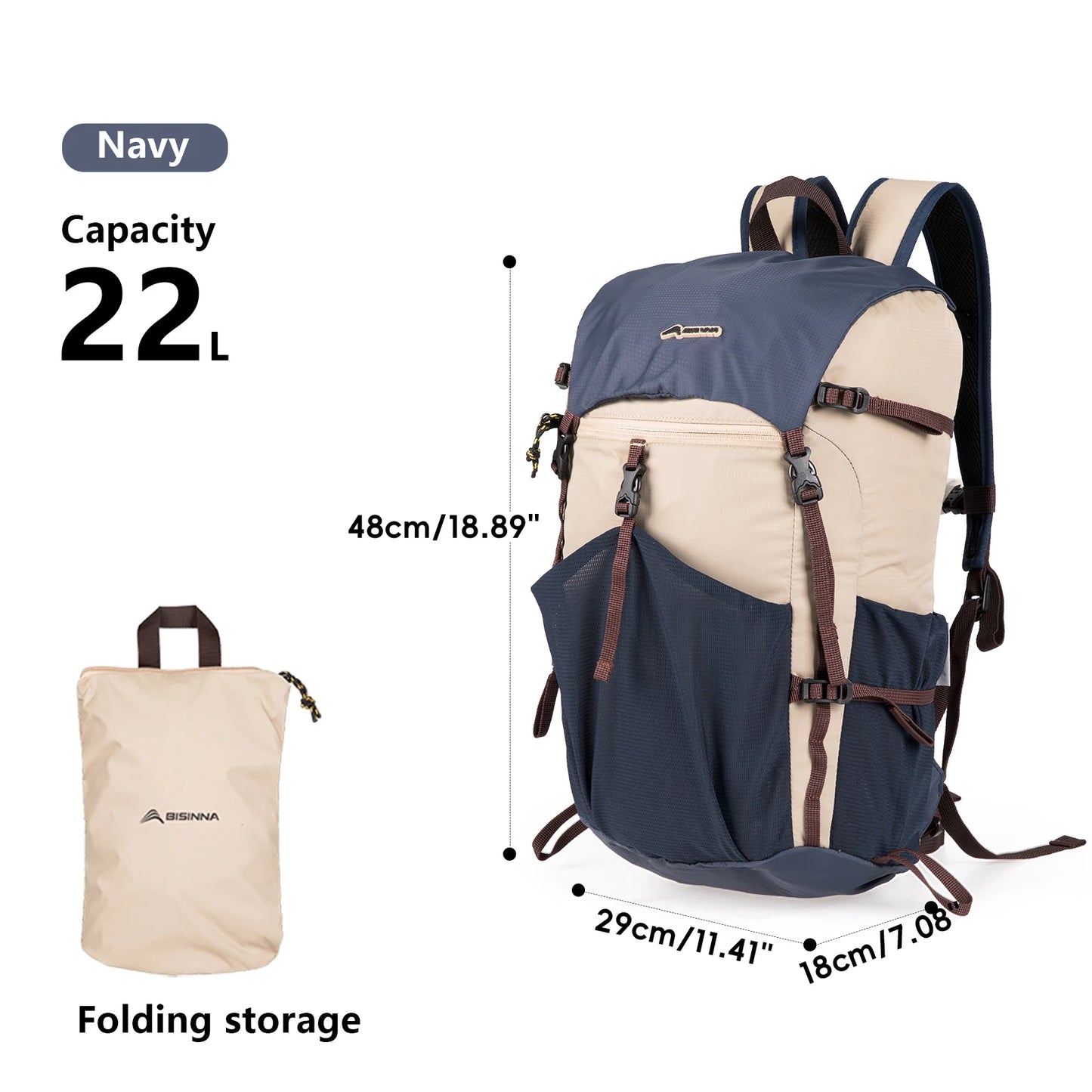 BISINNA 22L Wanderrucksack faltbar, wasserdicht, ultraleicht