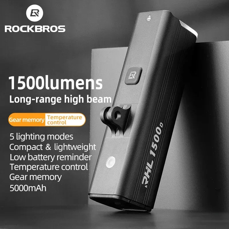 ROCKBROS Fahrradlicht 1500LM Aluminium LED Lampe – clever-campen Camping & Outdoor Schweiz