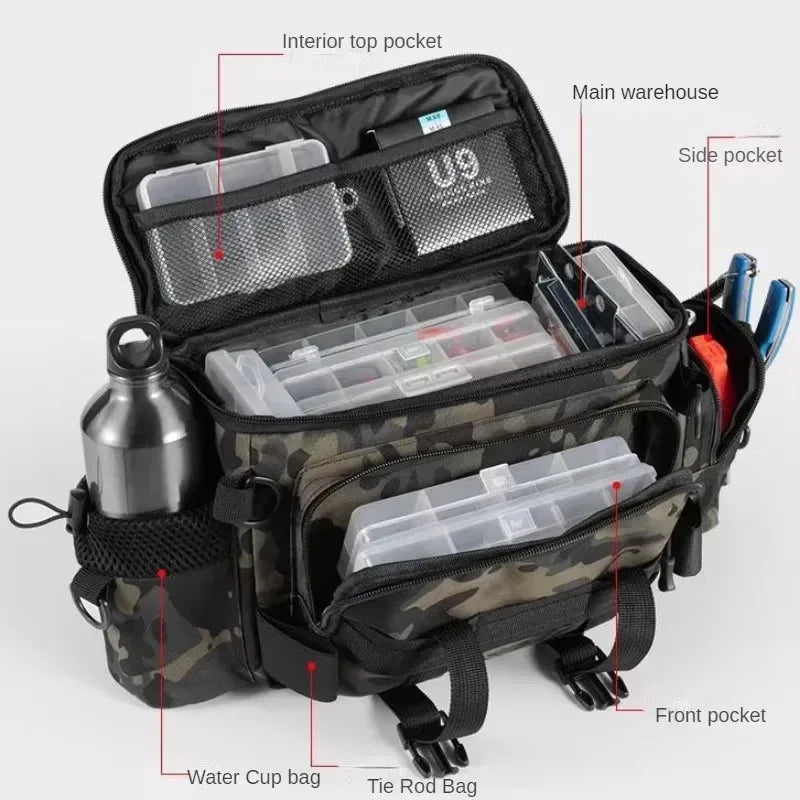Wasserdichte Angel-Tasche aus Oxford mit vielen Fächern – clever-campen Camping & Outdoor Schweiz