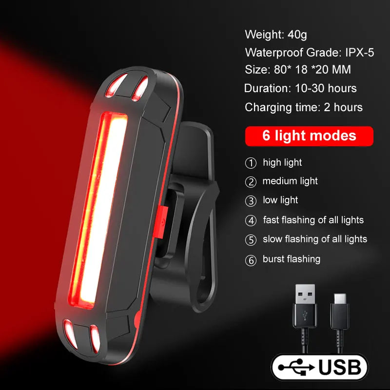 X-Tiger Rücklicht USB wiederaufladbar für Fahrräder