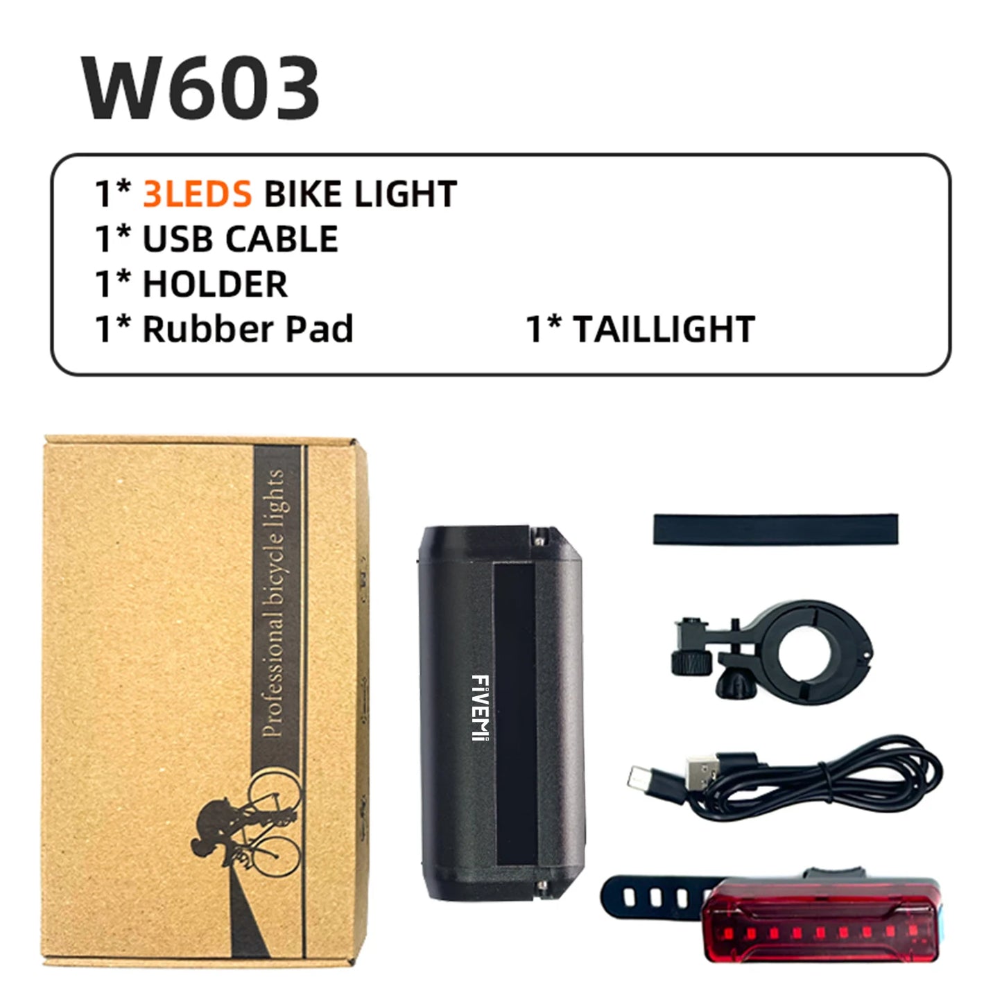 Fivemi 5-LED Fahrradlicht 10000mAh wiederaufladbar
