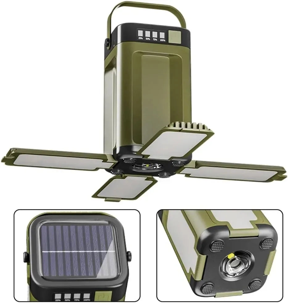 Multifunktionale 4-Blatt Faltbare Campinglampe Solar – clever-campen Camping & Outdoor Schweiz