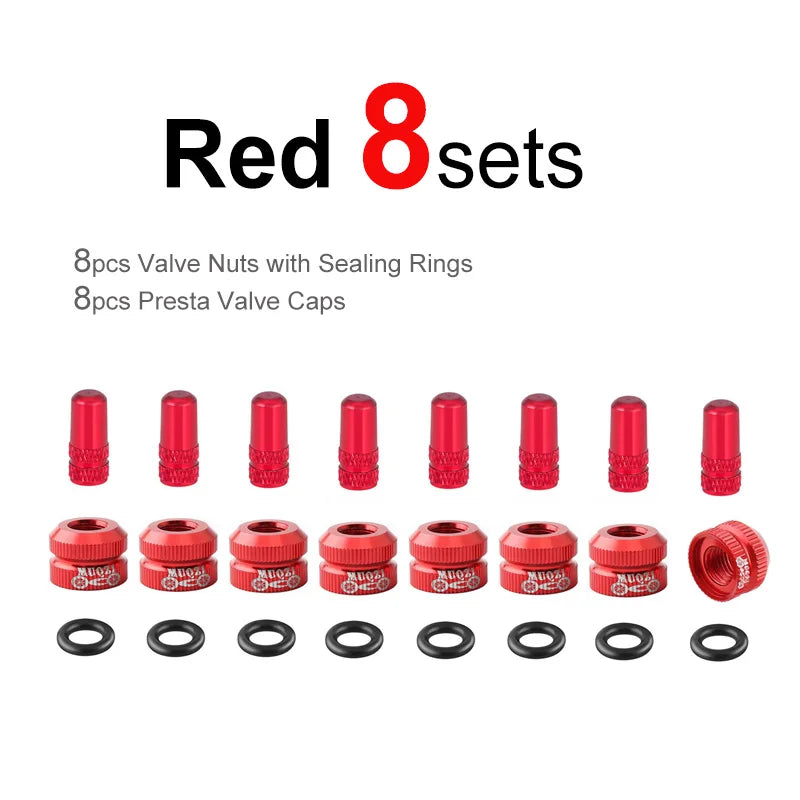Bicycle Tire Valve Nut Set mit Presta Ventilkappen