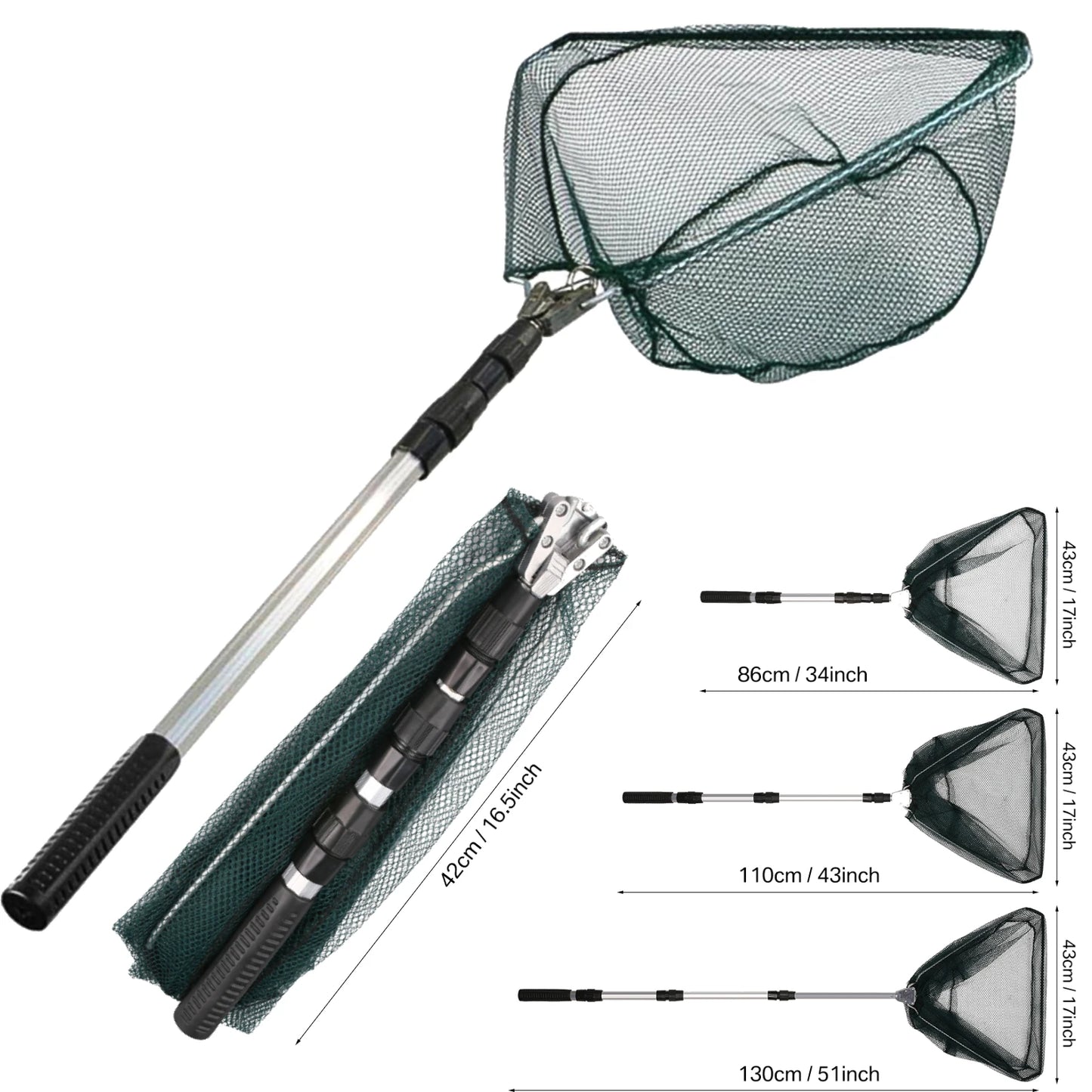 Teleskopisches Angelnetz 1.9m/1.5m/1.3m faltbar
