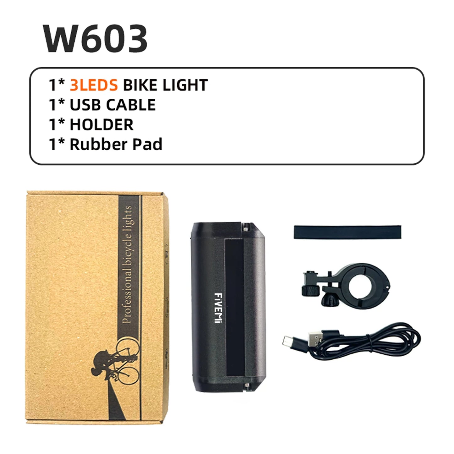 Fivemi 5-LED Fahrradlicht 10000mAh wiederaufladbar