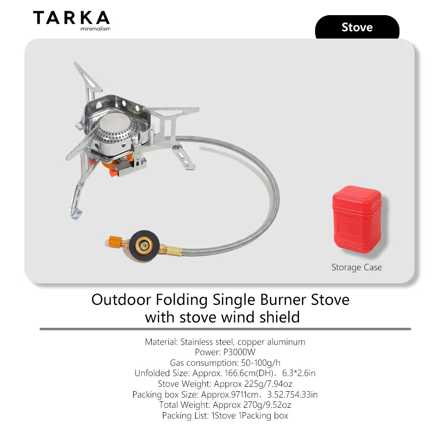 TARKA Klappbarer Camping-Gaskocher mit Windschutz