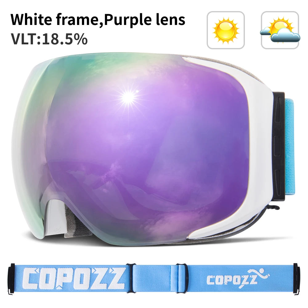 COPOZZ Magnet-Ski-Goggles mit Wechselglas und Etui