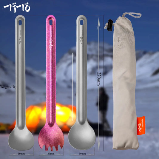 TiTo Titanium Spork mit langem Griff – ultraleicht – clever-campen Camping & Outdoor Schweiz