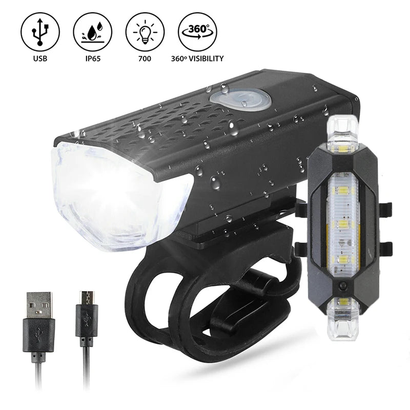 USB Wiederaufladbares Fahrradlicht Set für MTB & Strasse
