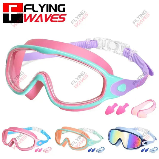 Bunte Kinder-Schwimmbrille mit breitem Sichtfeld – clever-campen Camping & Outdoor Schweiz
