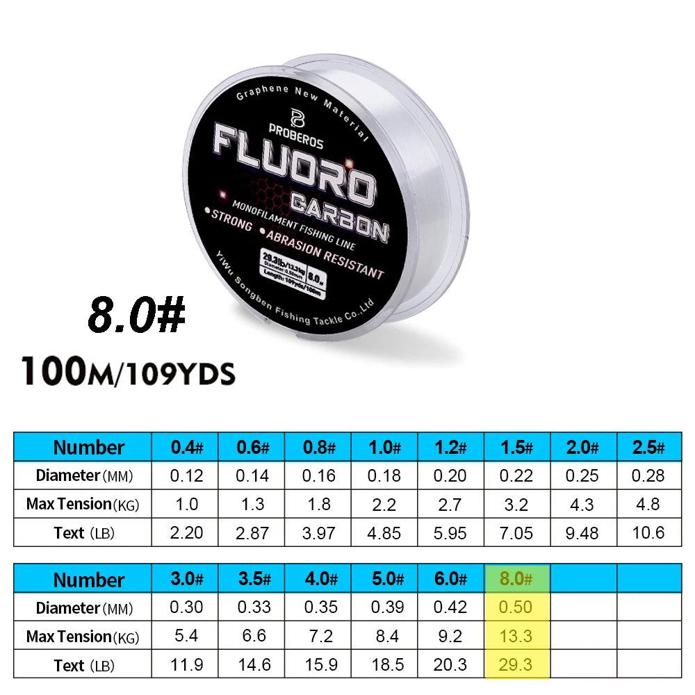 PROBEROS 100M Fluorocarbon Angelvorfach 2.2LB-29.3LB