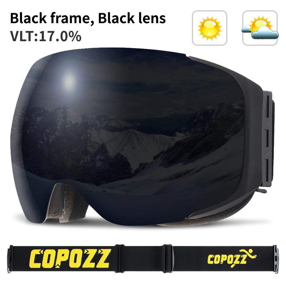 COPOZZ Magnet-Ski-Goggles mit Wechselglas und Etui