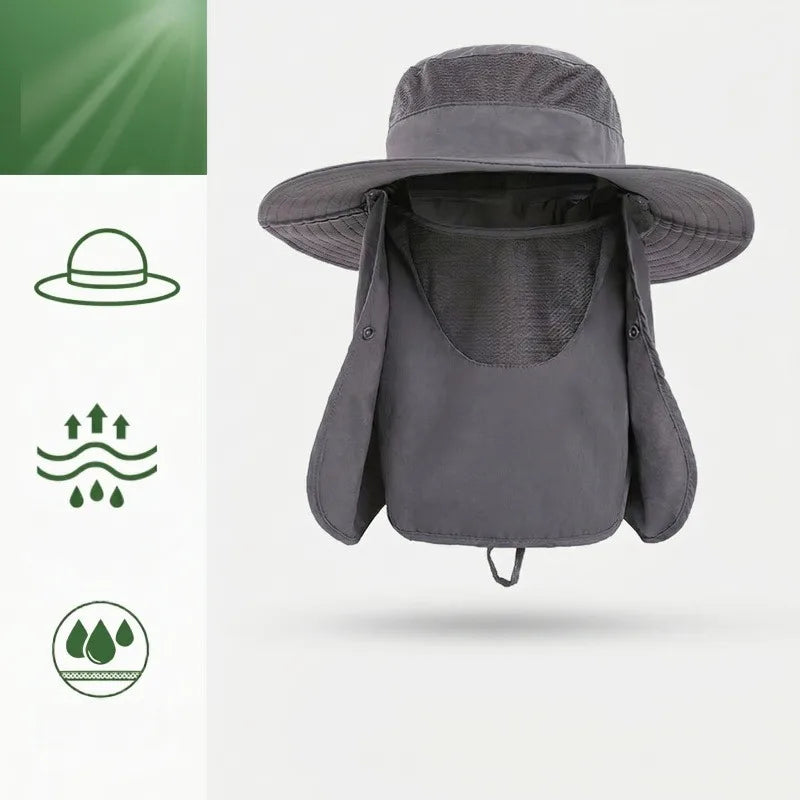 Outdoor Sonnenhut mit abnehmbarem Gesichtsschutz für Angler