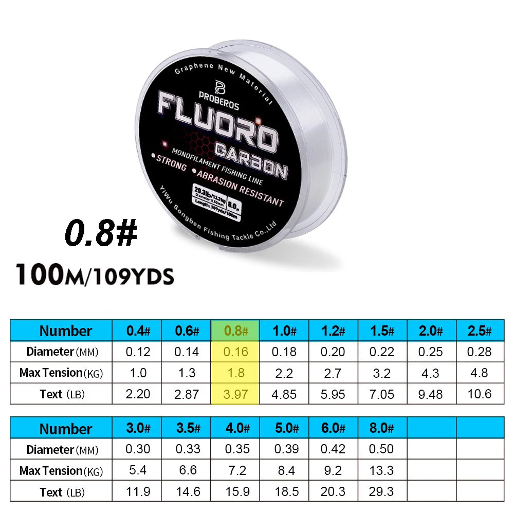 PROBEROS 100M Fluorocarbon Angelvorfach 2.2LB-29.3LB