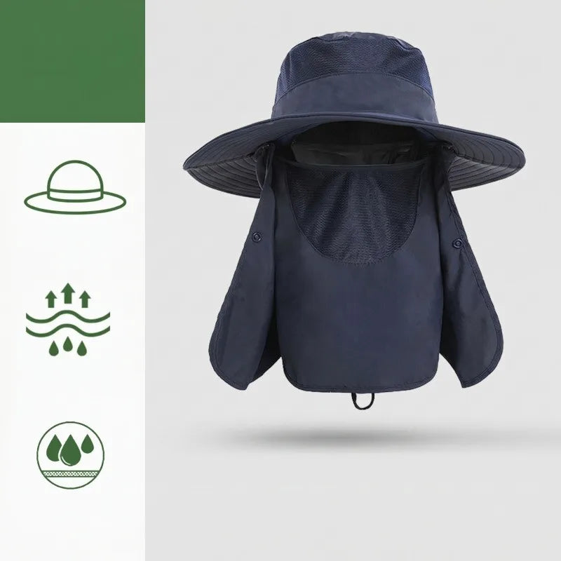 Outdoor Sonnenhut mit abnehmbarem Gesichtsschutz für Angler