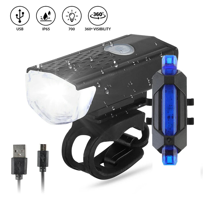 USB Wiederaufladbares Fahrradlicht Set für MTB & Strasse