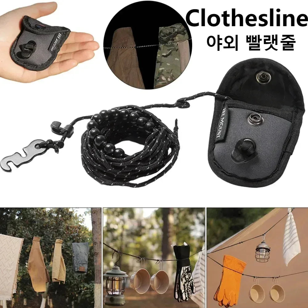 Verstellbare 3M Wäscheleine mit 12 Clips für Camping – clever-campen Camping & Outdoor Schweiz