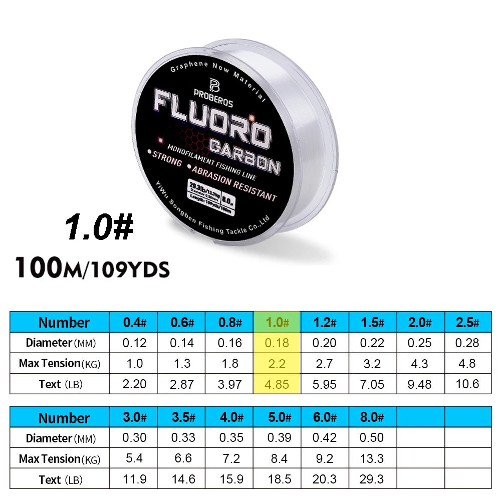 PROBEROS 100M Fluorocarbon Angelvorfach 2.2LB-29.3LB