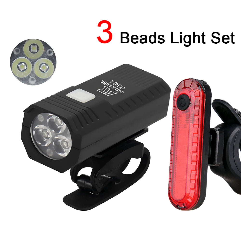 USB Wiederaufladbares Fahrradlicht Set mit Front