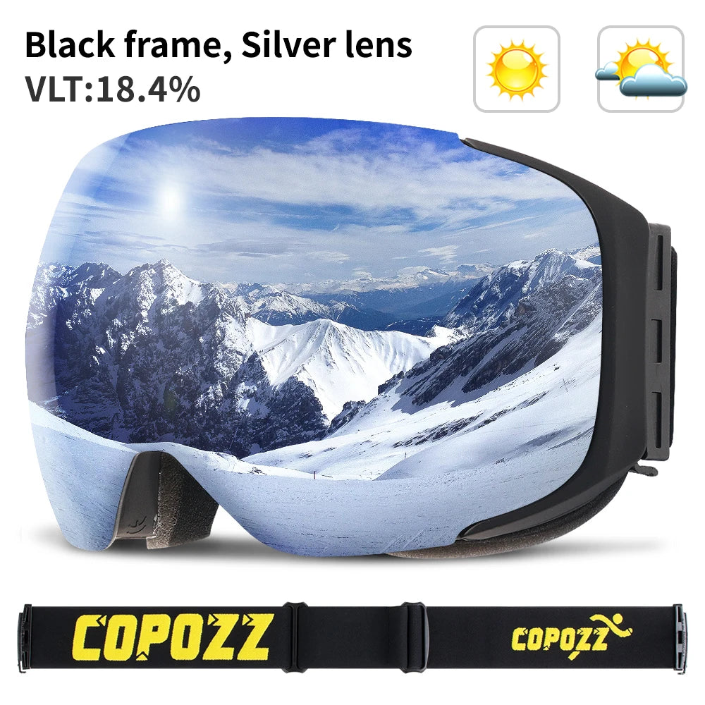 COPOZZ Magnet-Ski-Goggles mit Wechselglas und Etui