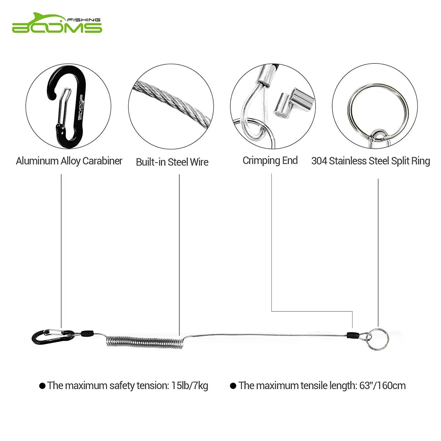 Coiled Lanyard mit Karabiner für Angelruten und Netze – clever-campen Ansicht 5