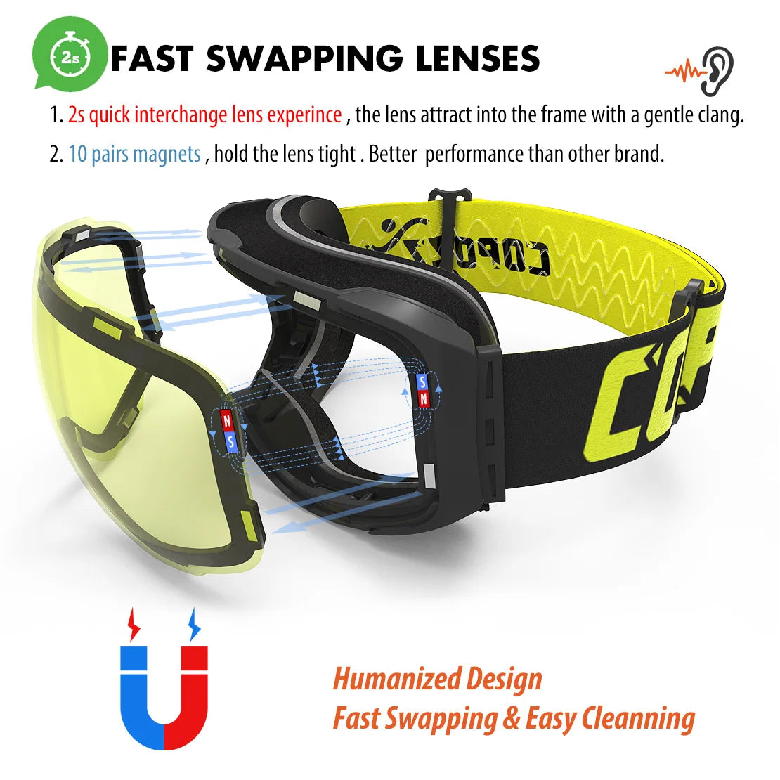 COPOZZ Magnet-Ski-Goggles mit Wechselglas und Etui – clever-campen Ansicht 3