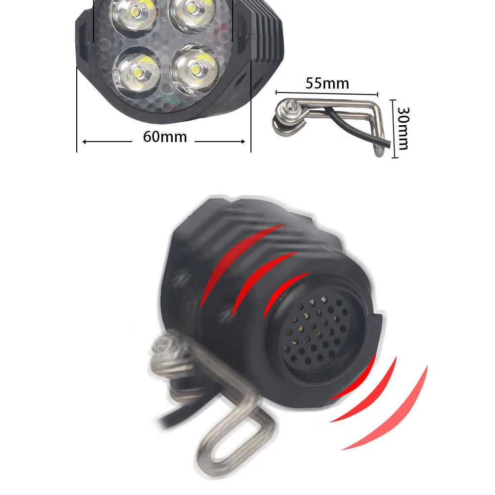 Wasserdichte 12W LED Fahrradlampe mit Hornschalter – clever-campen Ansicht 2