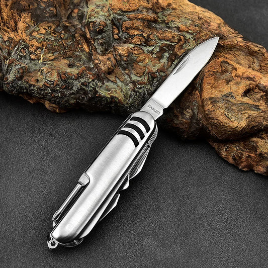 Multifunktionales 11-in-1 Taschenmesser aus Edelstahl – clever-campen Ansicht 2