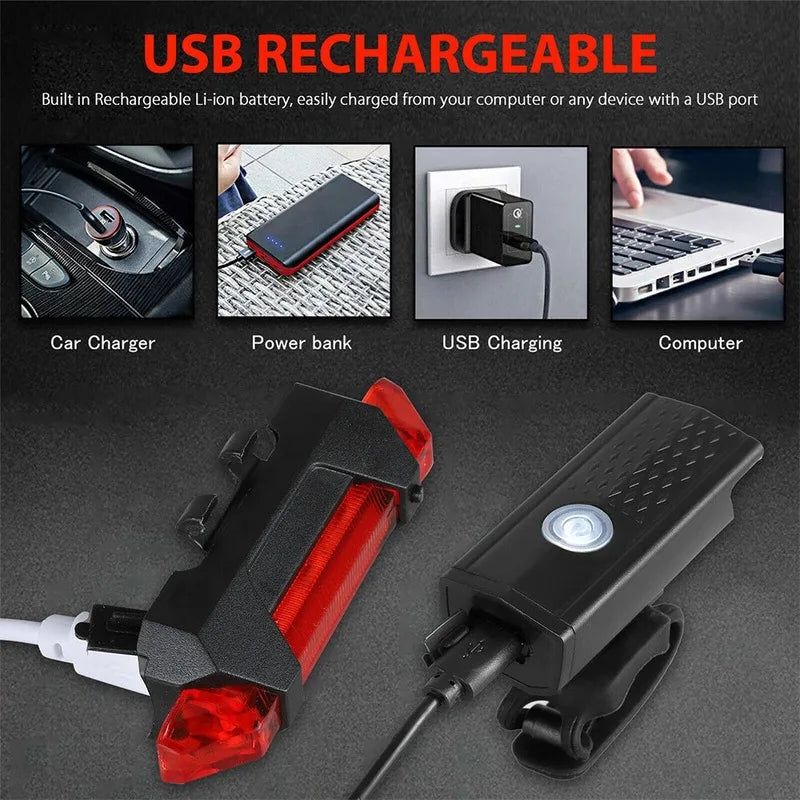 USB Wiederaufladbares Fahrradlicht Set für MTB & Strasse – clever-campen Ansicht 6