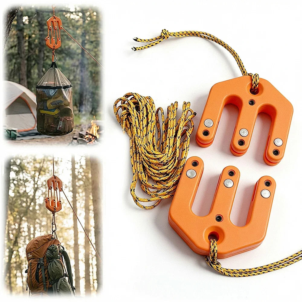 Wetterfester Flaschenzug mit Riemen für Camping und Outdoor – clever-campen Ansicht 2