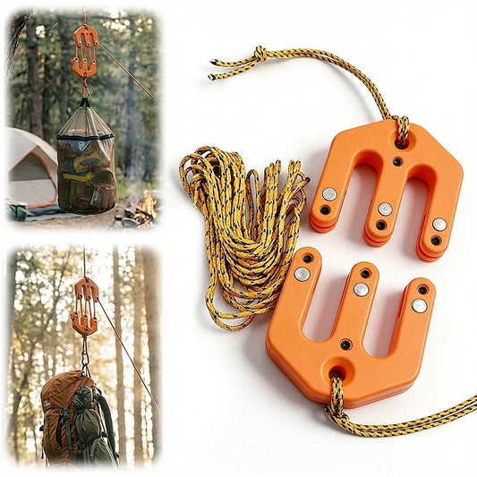 Wetterfester Flaschenzug mit Riemen für Camping und Outdoor – clever-campen Ansicht 2
