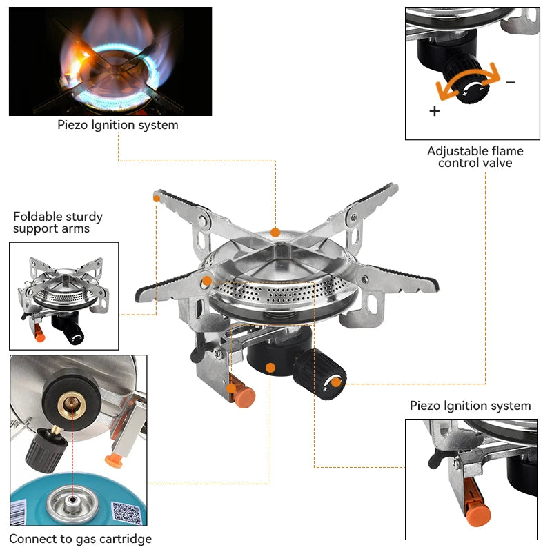 Winddichter Camping Gas Kocher – Faltbarer Elektronik Kocher – clever-campen Ansicht 4