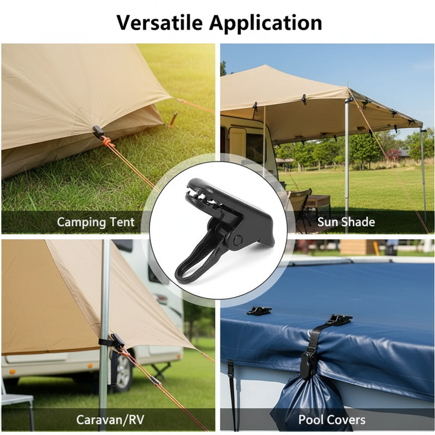 Zelt-Spannfedern mit Karabinerhaken für Windseile 4 Stk. – – clever-campen Ansicht 2