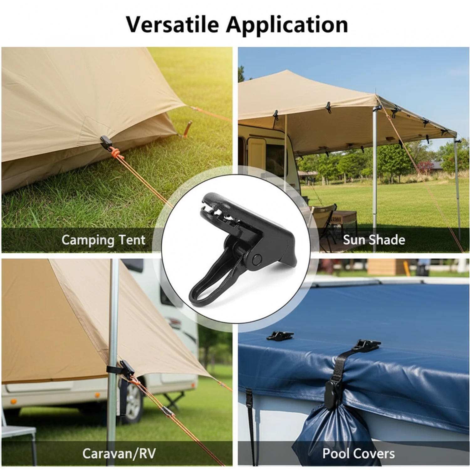 Zelt-Spannfedern mit Karabinerhaken für Windseile 4 Stk. – – clever-campen Ansicht 2