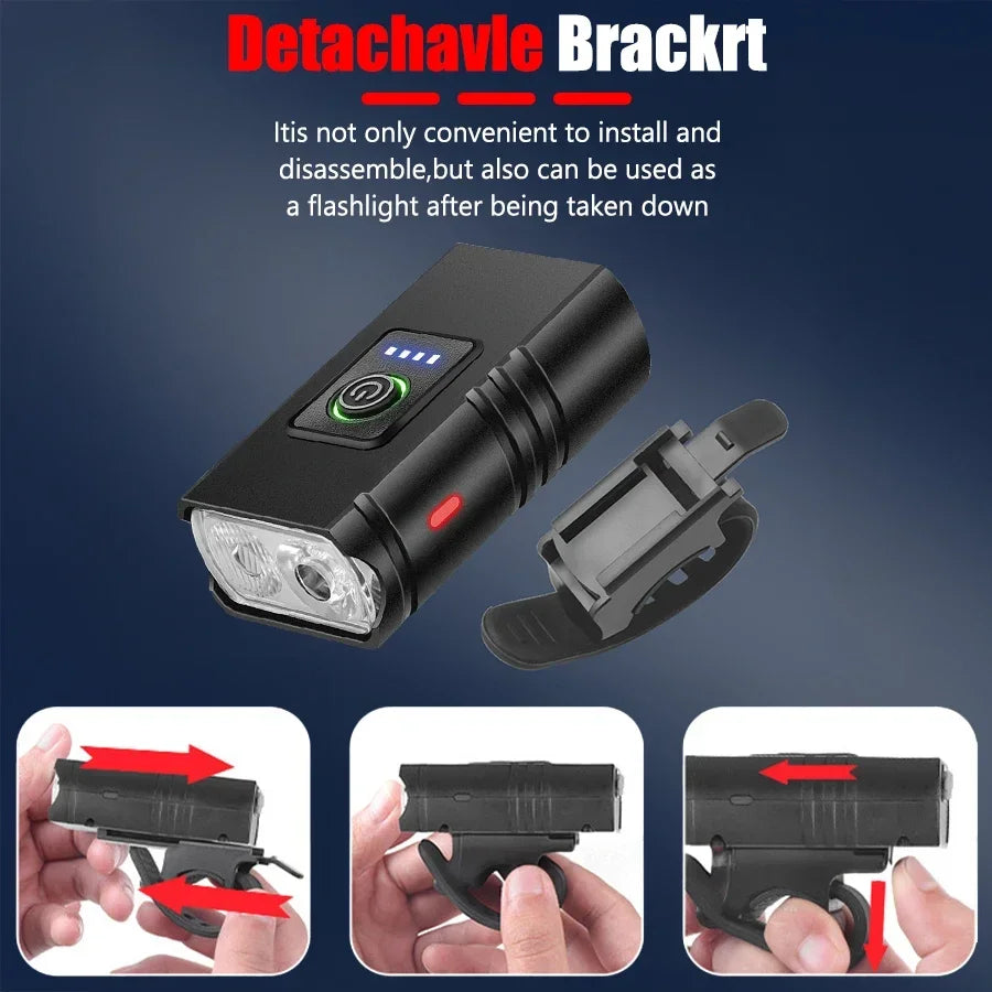 USB wiederaufladbare Fahrradlampe mit 2 LED Lichtern – clever-campen Ansicht 4