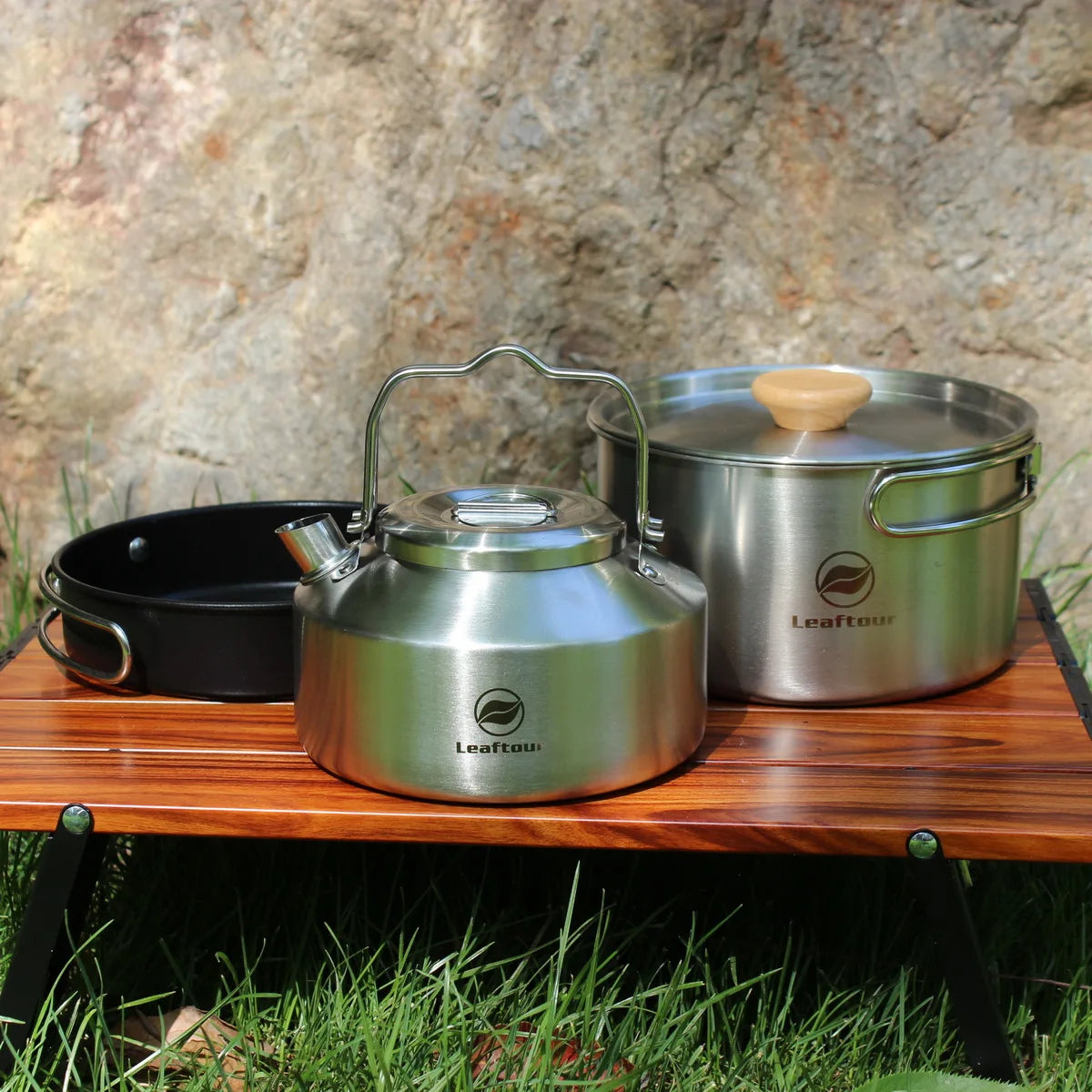 Leaftour Edelstahl Camping Kochgeschirr Set für 2-3 Personen – clever-campen Ansicht 2