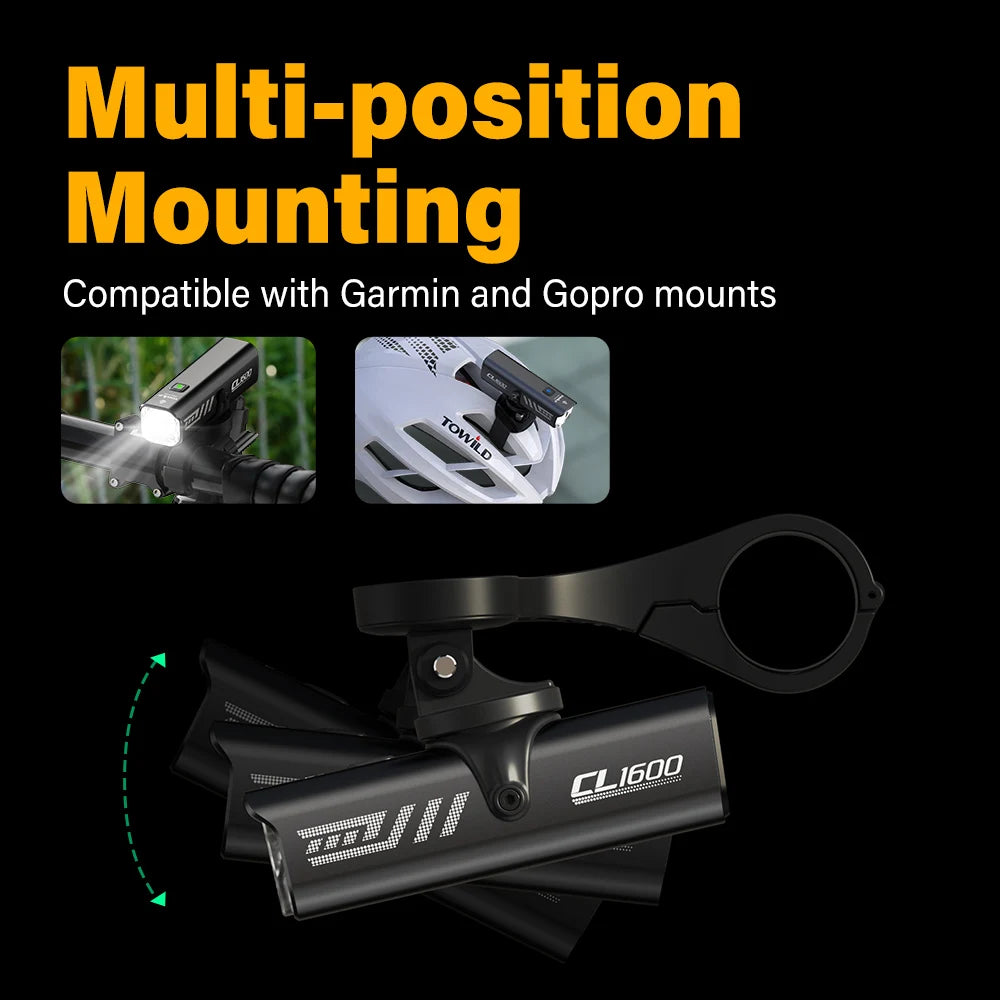 TOWILD CL1600 Fahrradlicht 5000mAh LED Aluminium IPX6 – clever-campen Ansicht 4