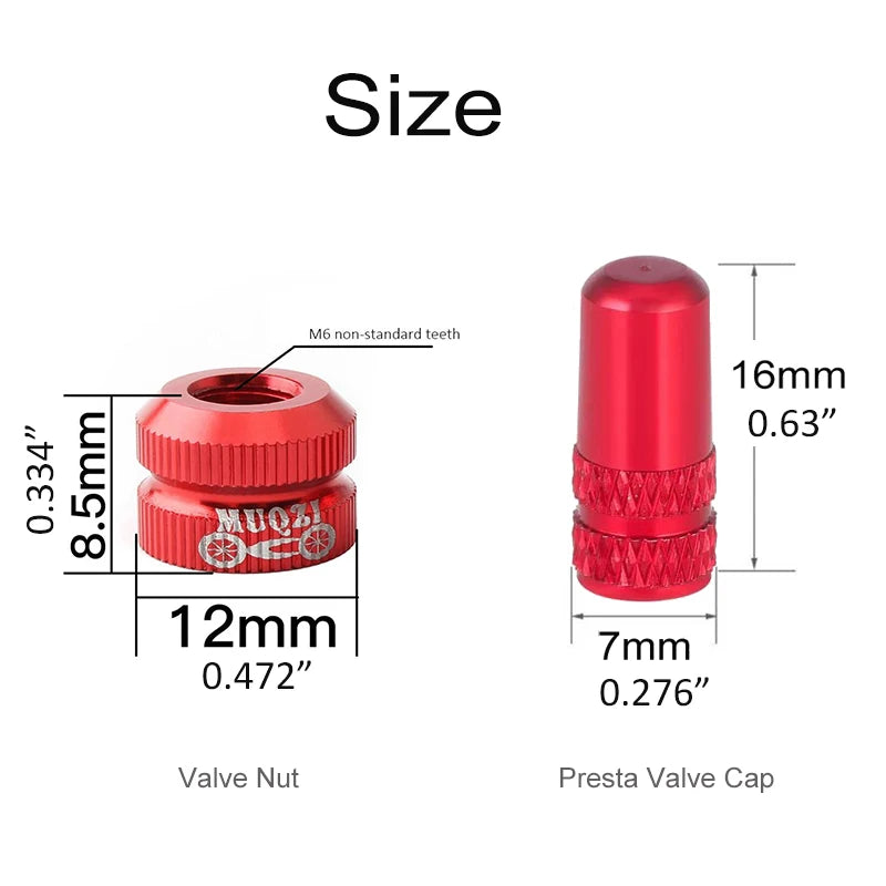 Bicycle Tire Valve Nut Set mit Presta Ventilkappen – clever-campen Ansicht 3