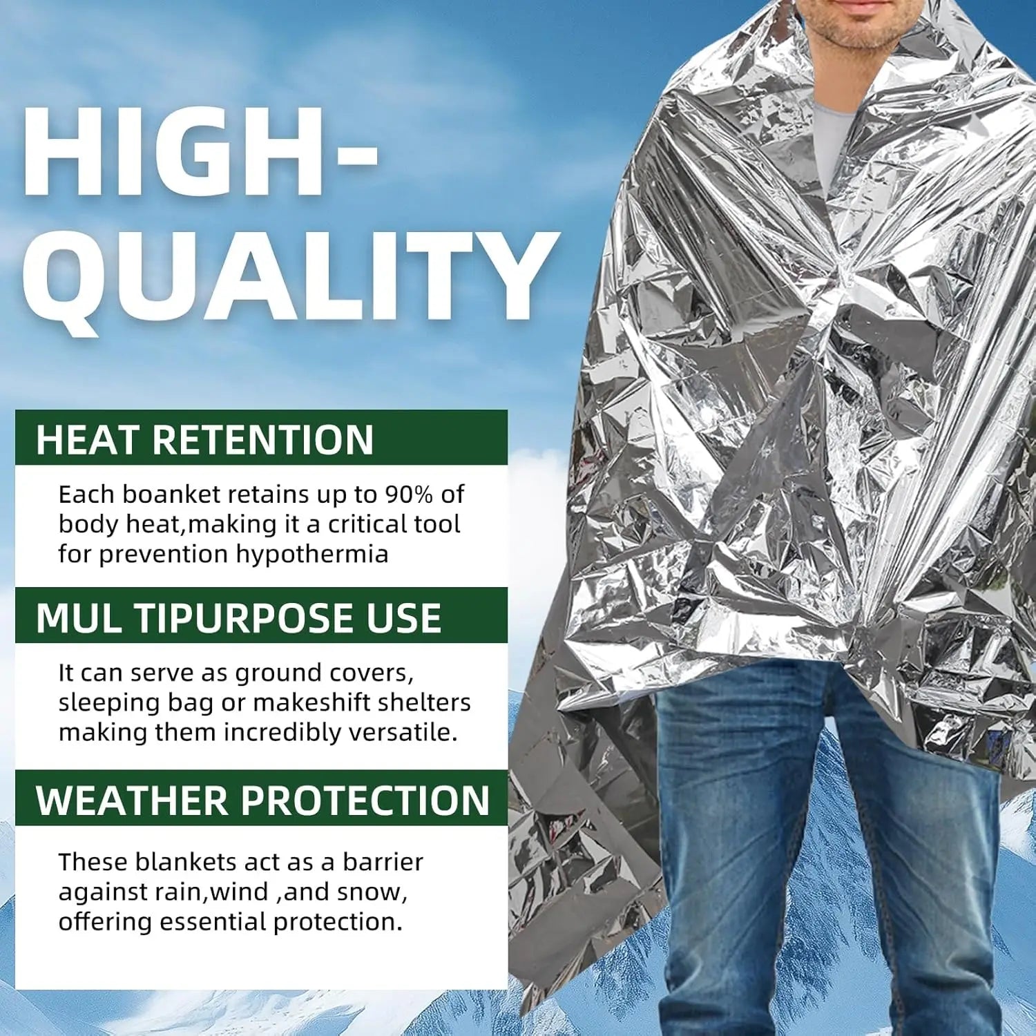 Notfall-Decke 30er Set - Wasserdicht & Thermisch – clever-campen Ansicht 4
