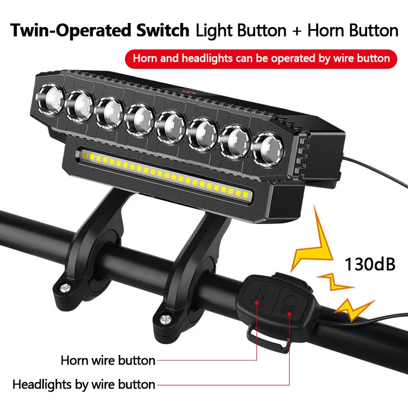 USB Wiederaufladbares Fahrradlicht mit Horn und 6 Modi – clever-campen Ansicht 2