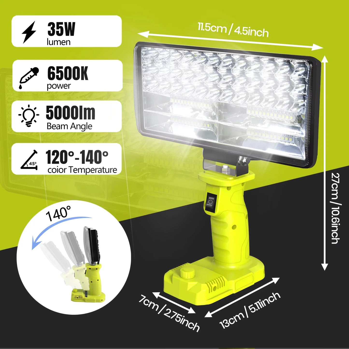 LED Arbeitsleuchte 4000LM für Ryobi 18V Batterien – clever-campen Ansicht 5
