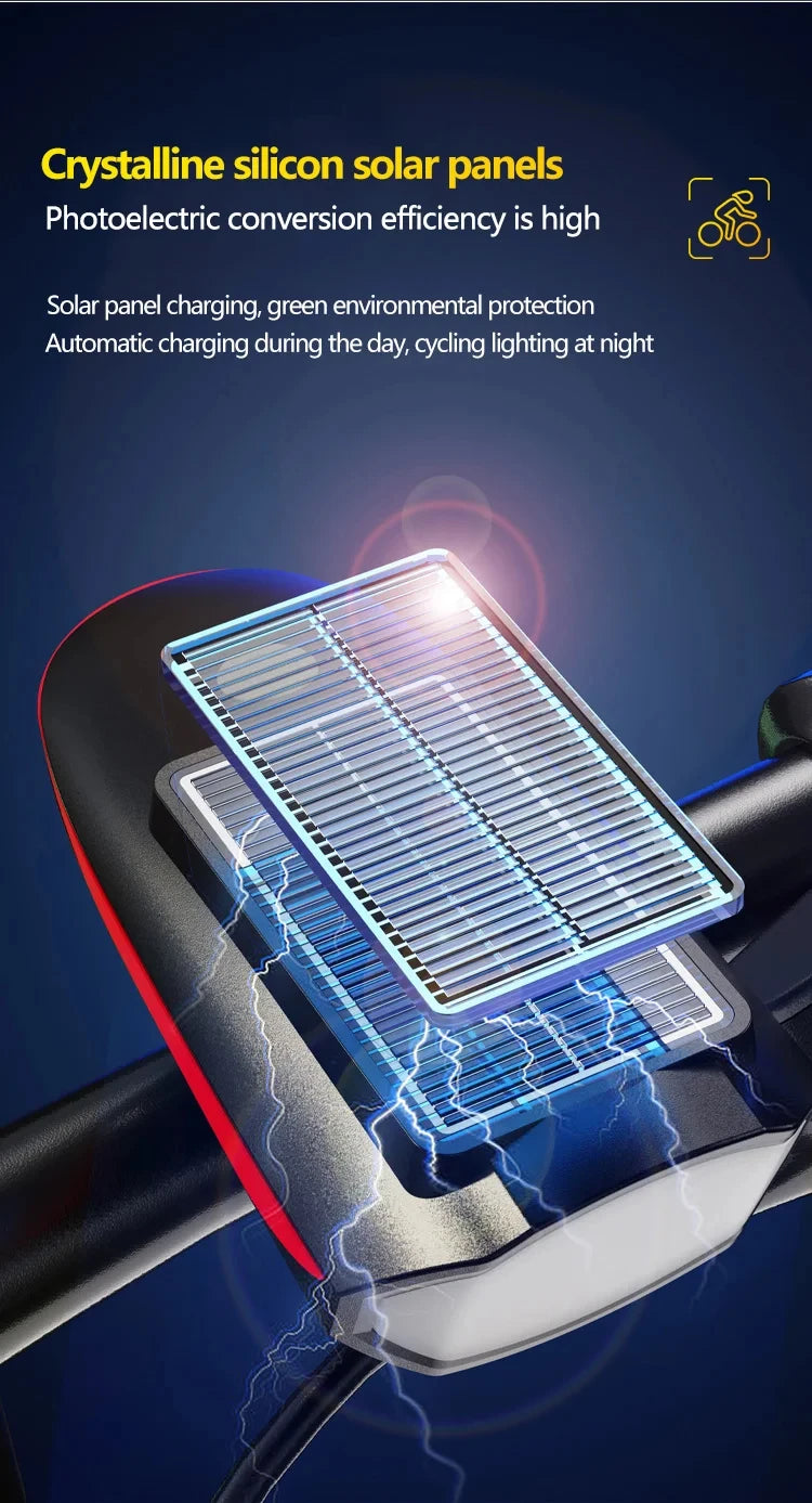 Solar Fahrradlicht mit Horn – LED Frontlampe für Bikes – clever-campen Ansicht 3
