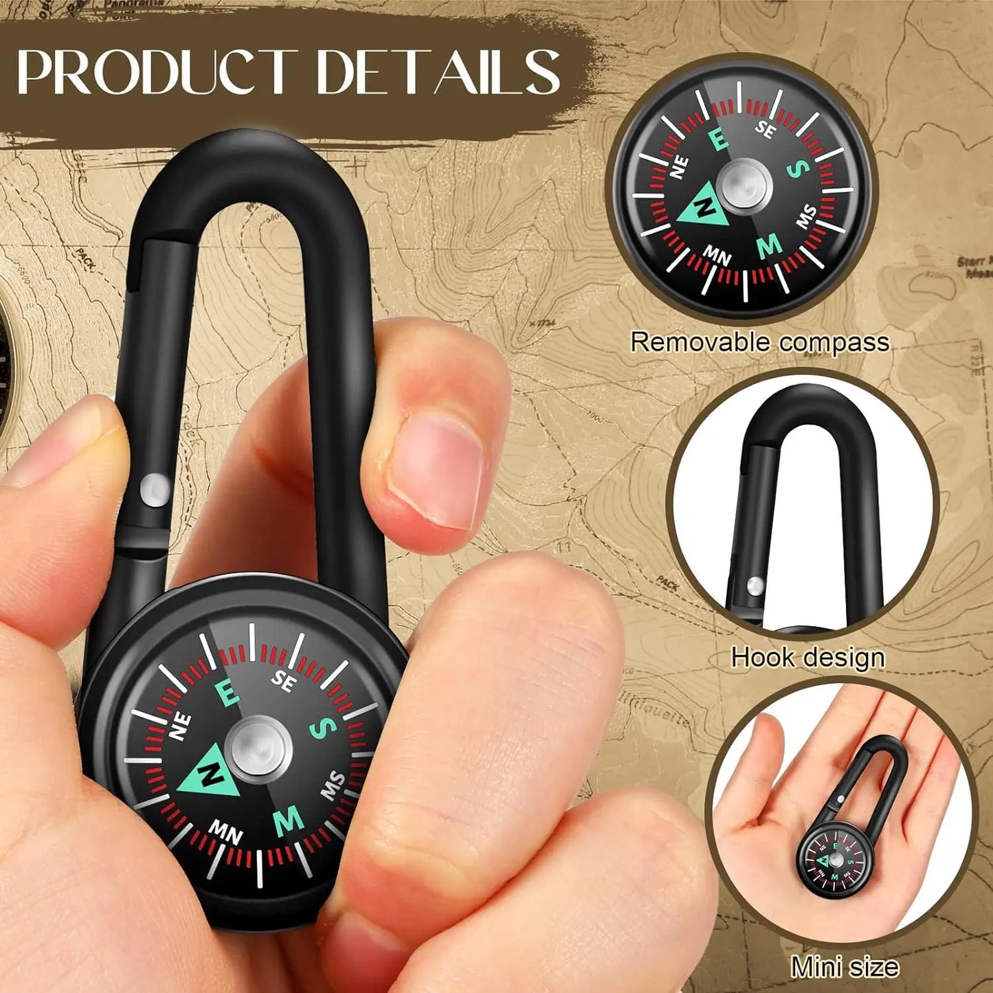 Robuster Kompass & Thermometer Schlüsselanhänger für Outdoor – clever-campen Ansicht 2