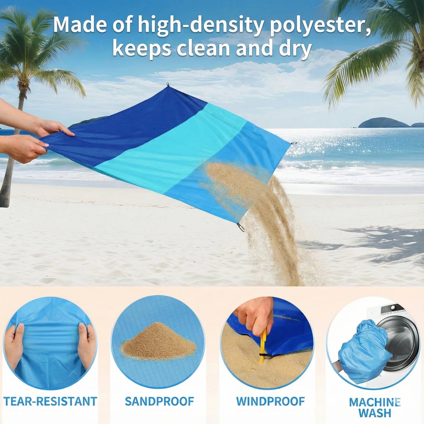 Leichte Stranddecke für 2-8 Personen – Sandfrei – clever-campen Ansicht 4