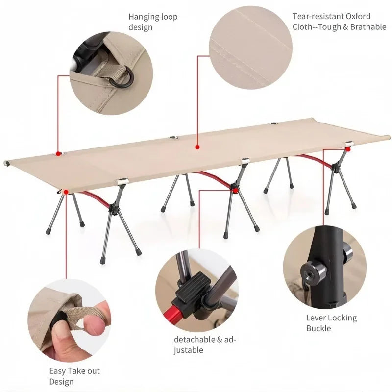 Feldbett Camping Klappbett Aluminium Leicht für Erwachsene – clever-campen Ansicht 5